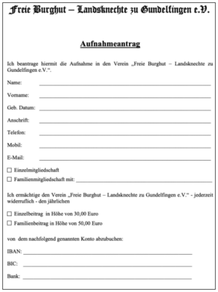 Aufnahmeantrag